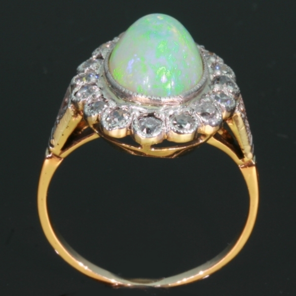 Vintage opal engagement ring diamonds setting (image 4 of 9)